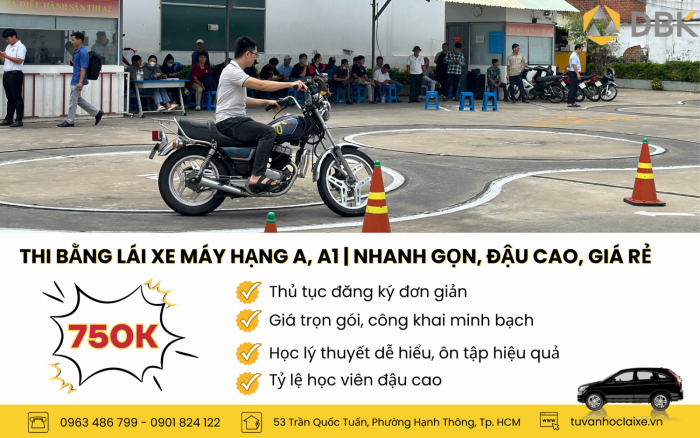 Thi bằng lái xe máy hạng A, A1 | Nhanh gọn, Đậu cao, Giá rẻ